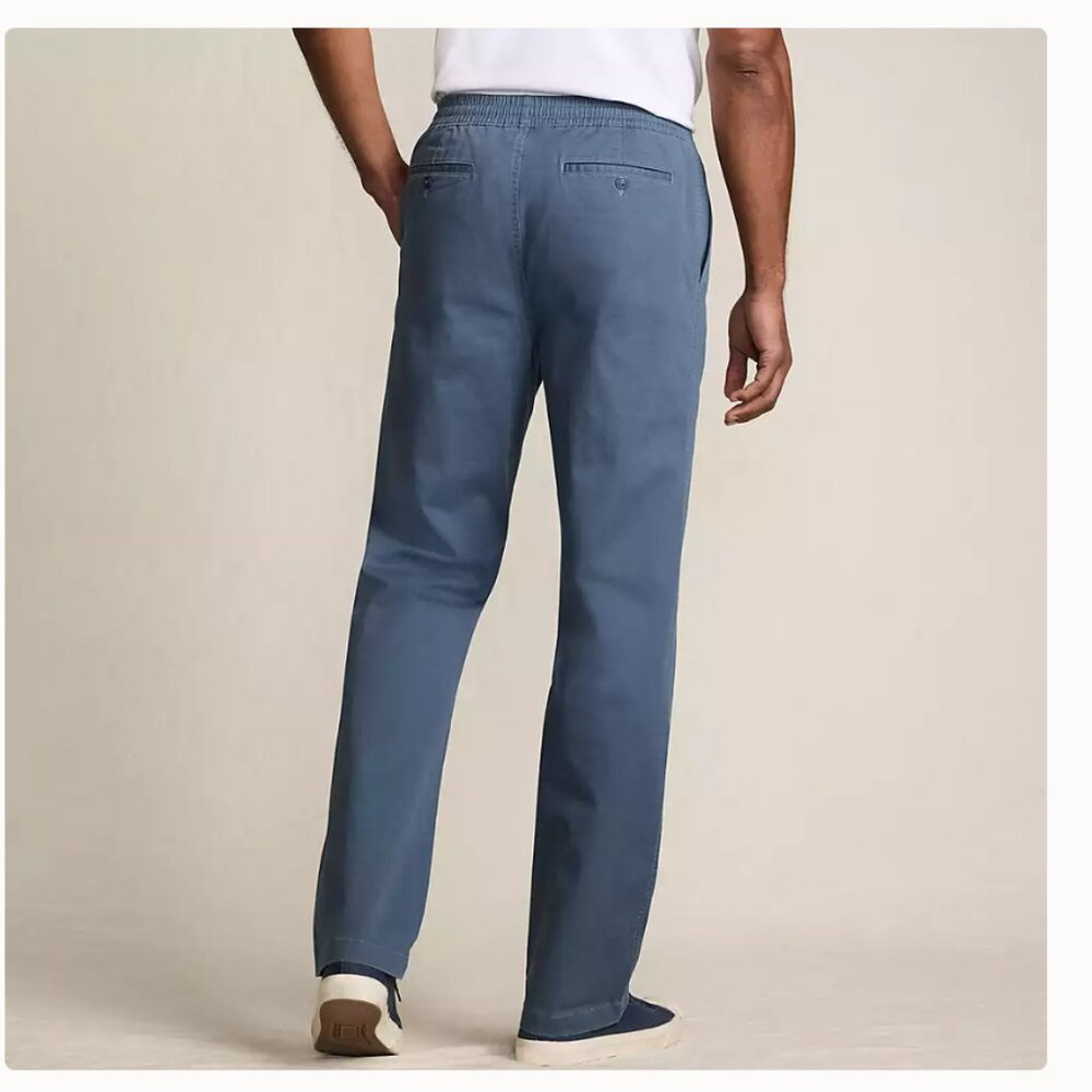 Lands End Men's Relaxed Fit Cotton Deck Pant - Blue Chamray - Picture 4 of 4